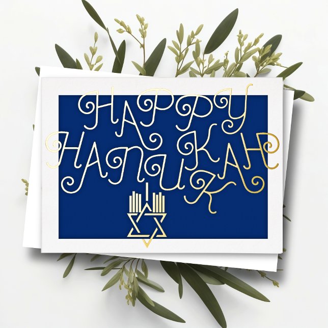Typography Design Happy Hanukkah Holiday Card (Creator Uploaded)