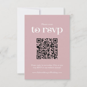 Typography Dusty Rose QR code Wedding RSVP Card
