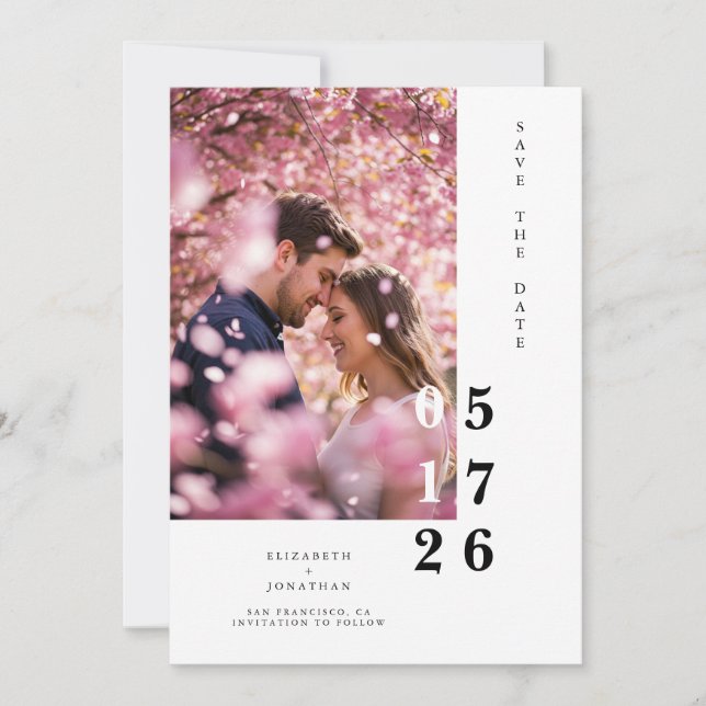 Typography Editable Rustic Elegant Wedding Save The Date (Front)