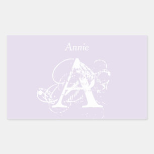 Typography Elegant Simple Minimalist Name Monogram Rectangular Sticker