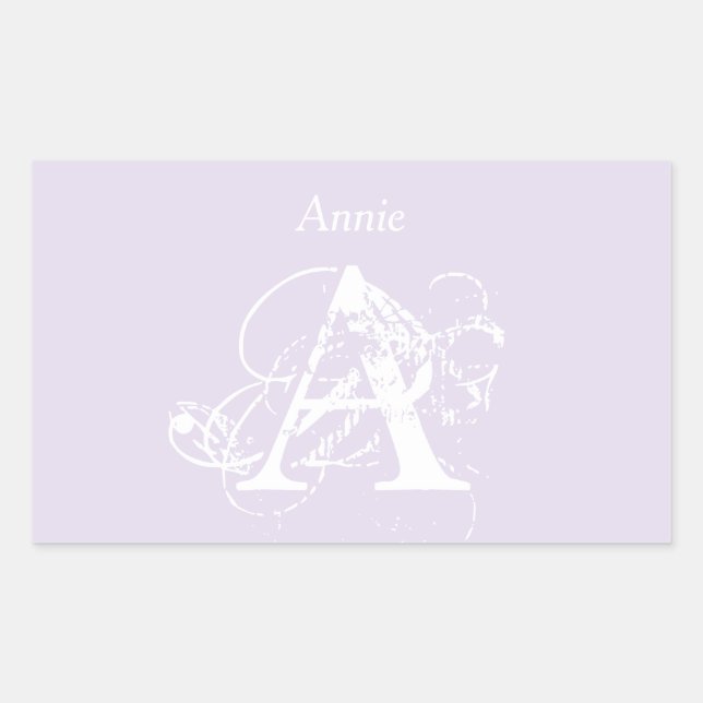 Typography Elegant Simple Minimalist Name Monogram Rectangular Sticker (Front)