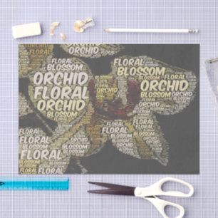 Typography Embedded Word Cloud Rustic Decoupage Tissue Paper