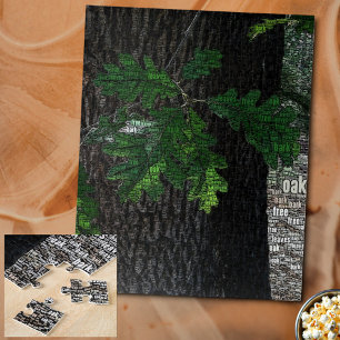Typography Embedded Word Cloud Tree Leaves & Bark Jigsaw Puzzle