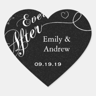 Typography Everafter Chalkboard Black Wedding Seal