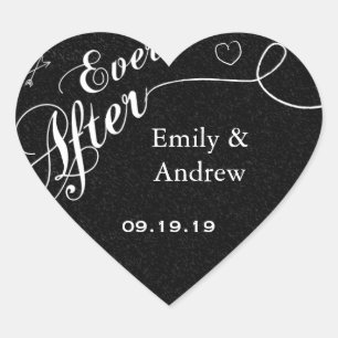 Typography Everafter Chalkboard Black Wedding Seal