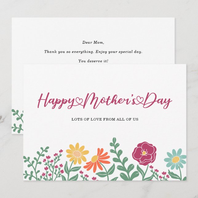 Typography Floral Mother's Day  Card (Front/Back)