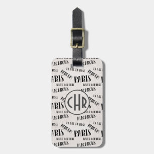 Typography French Theme Monogram   Paris   Parfum Luggage Tag