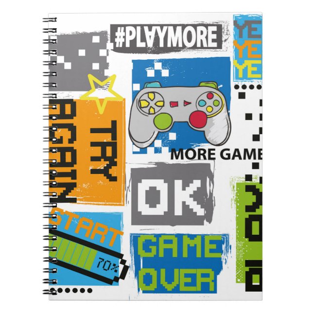 Typography Game pixel print. Game illustration. bo Notebook (Front)