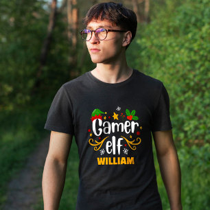 Typography Gamer Elf Fun Family Matching T-Shirt