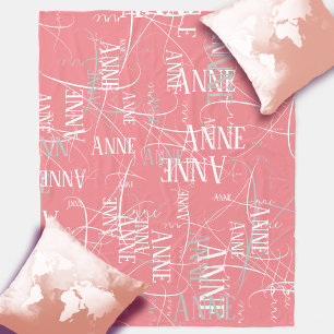 Typography Girl Name Pattern Pink Fleece Blanket
