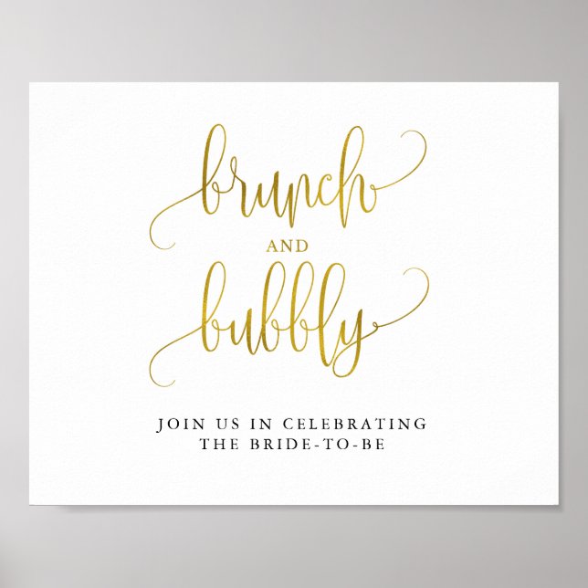 Typography gold brunch and bubbly poster (Front)