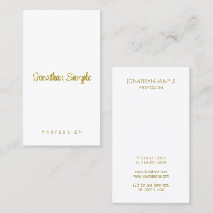 Typography Gold Text Modern Elegant Vertical Business Card