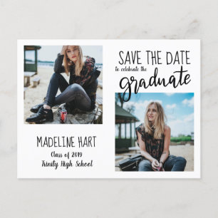 Typography Graduate Save The Date Modern Photo Announcement Postcard
