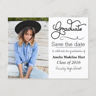 Typography Graduation Party Save The Date Photo Announcement Postcard