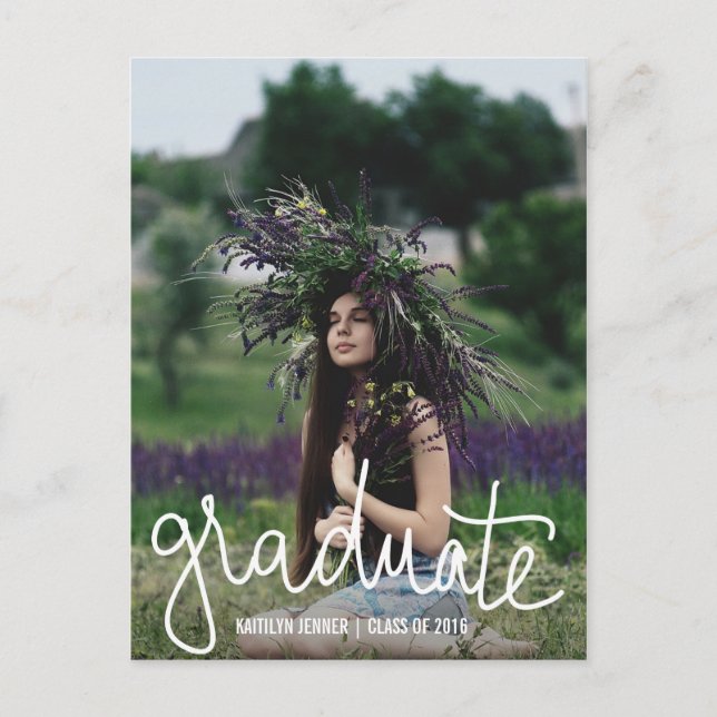 Typography Graduation Party | Save The Date Photo Announcement Postcard (Front)