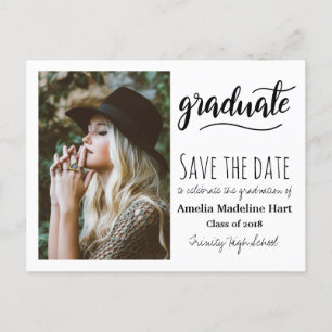 Typography Graduation Party Save The Date Photo Postcard