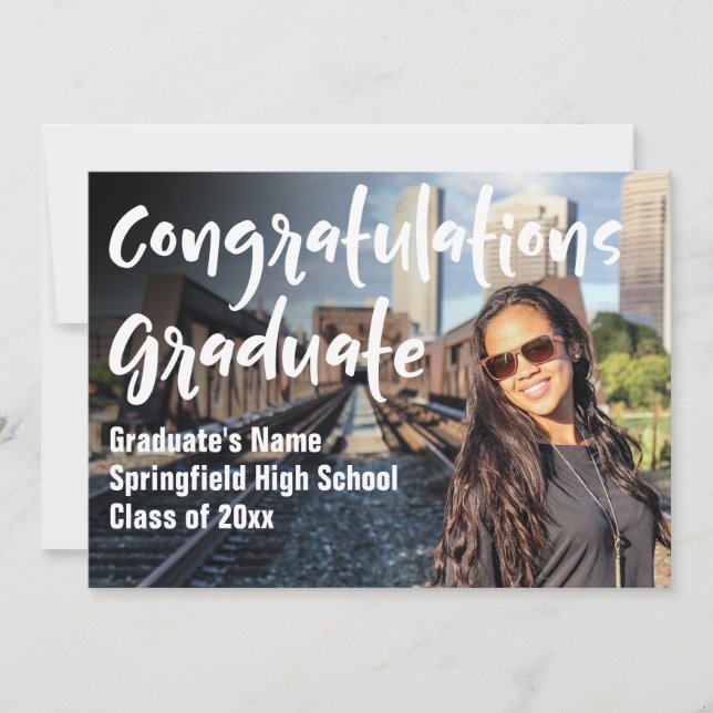 Typography Graduation Photo Announcement Template (Front)