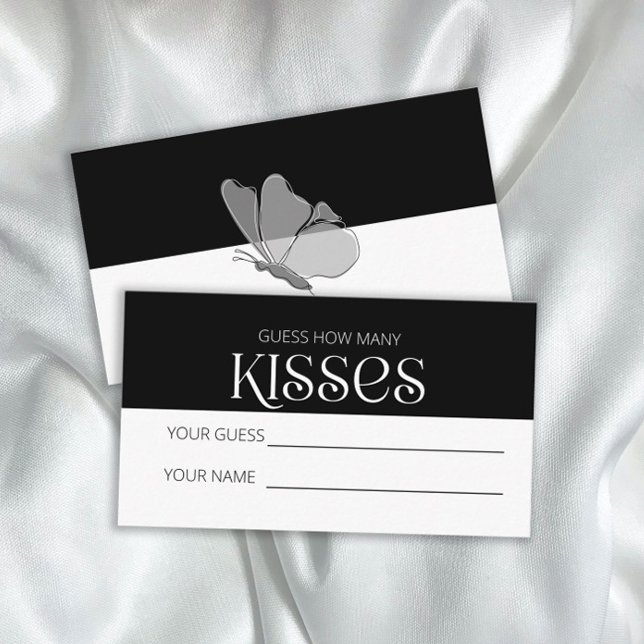 Typography guess how many kisses bridal game enclosure card (Creator Uploaded)