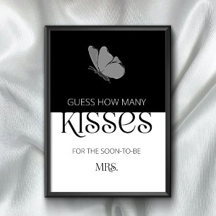 Typography guess how many kisses bridal game poster