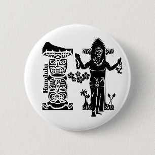Typography H(Honolulu: USA) 6 Cm Round Badge