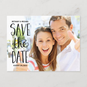 Typography Hand Lettering Photo Save the Date Announcement Postcard