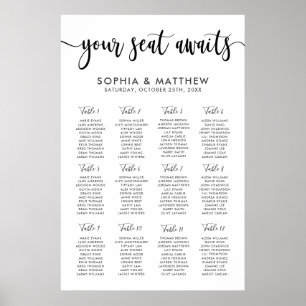 Typography Hand Lettering Wedding Seating Chart