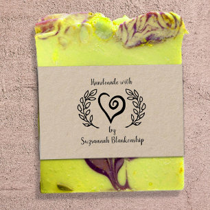 Typography Handmade Curly Heart Wreath Custom Rubb Rubber Stamp