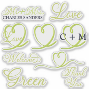 Typography Heart  Monogram Sticker 