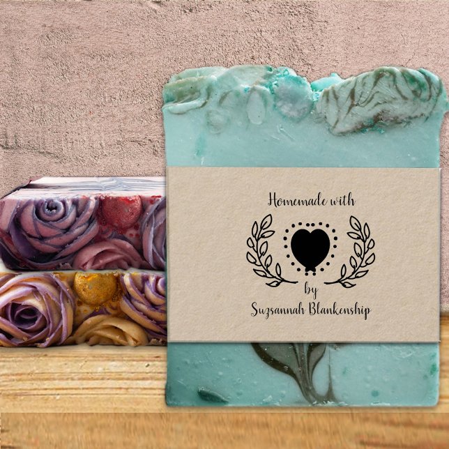 Typography Homemade Dots Heart Custom Rubber Stamp (Creator Uploaded)