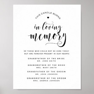 Typography in loving memory wedding sign memorial