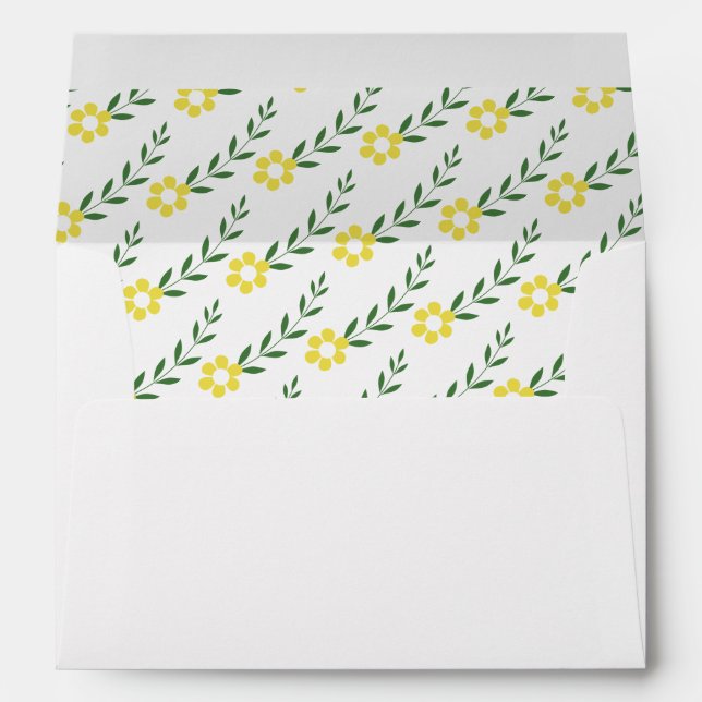Typography initials yellow flowers wedding envelope (Back (Bottom))