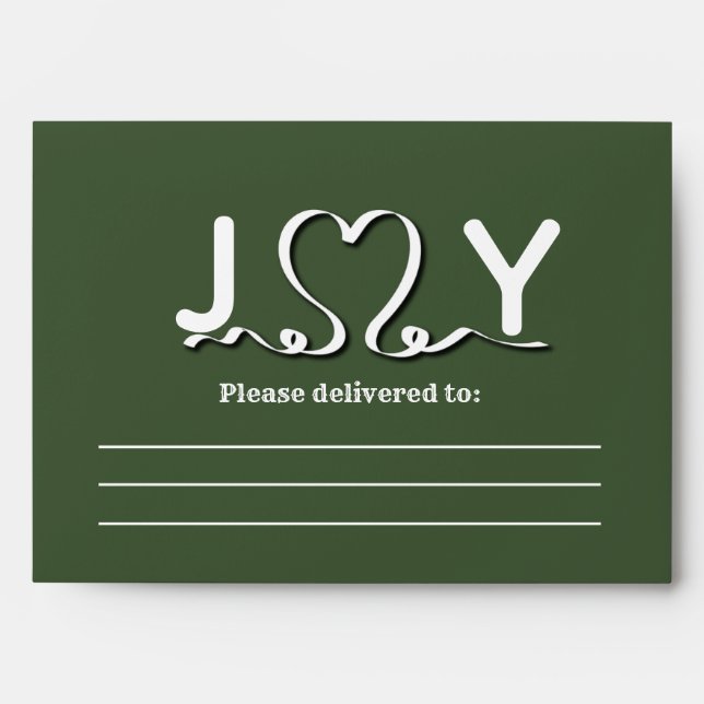 Typography Joy heart holiday plaid Envelope (Front)