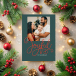 Typography Joyful Holiday/Christmas Photo Card<br><div class="desc">Customise with your favourite photo and text. Matching backer included.</div>