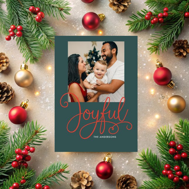 Typography Joyful Holiday/Christmas Photo Card (Creator Uploaded)