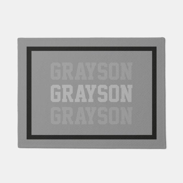 Typography Lastname Repeated Grey any Colour Doormat (Front)