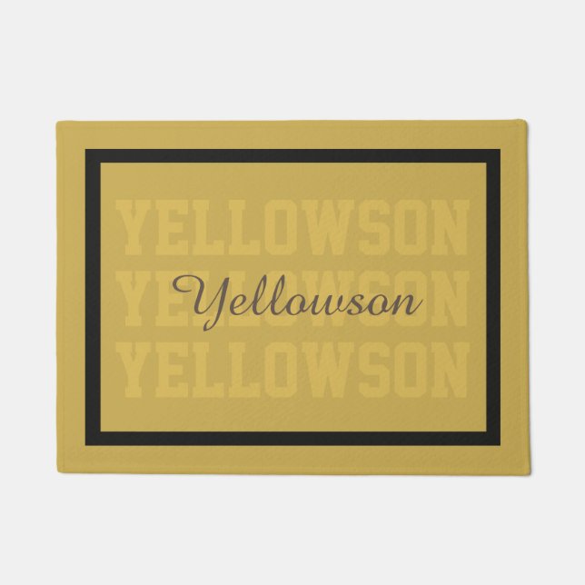 Typography Lastname Repeated Yellow any Colour Doormat (Front)