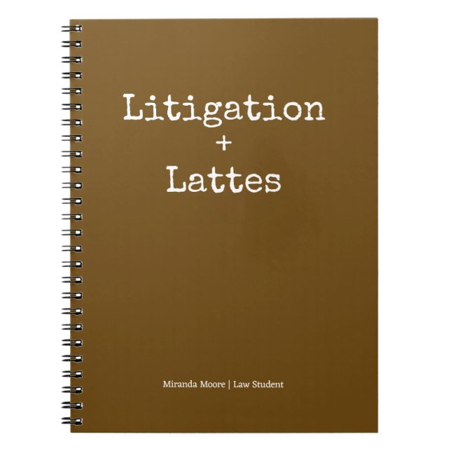 Typography Latte Study Law Student Trendy Brown Notebook (Front)