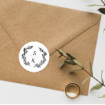 Typography Laurel Wreath Monogram Wedding Seal<br><div class="desc">Elegant wedding envelope seal with a laurel wreath monogram. Monogrammed envelope seal with a black laurel wreath against a white background.</div>