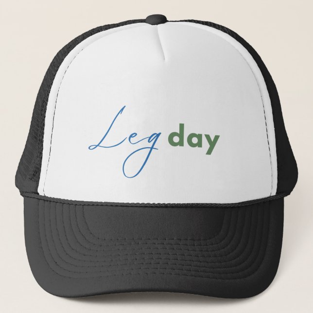 Typography Legday in Blue and Green Trucker Hat (Front)