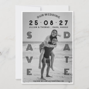 Typography Lettering Custom Photo Wedding  Save The Date