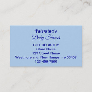 Typography Light Blue Baby Shower Gift Registry Enclosure Card