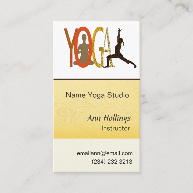 Typography Lotus Warrior Yoga Instructor & Coach Business Card (Front)