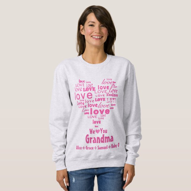 Typography Love Heart "We Love You" Personalised Sweatshirt (Front Full)