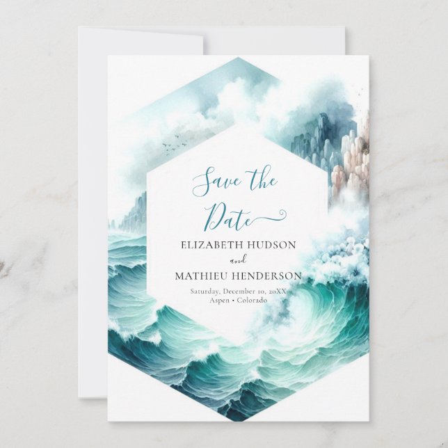 Typography Lovely Nautical Wedding  Save The Date (Front)