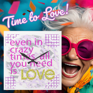 Typography Loving Inspiration  Square Wall Clock