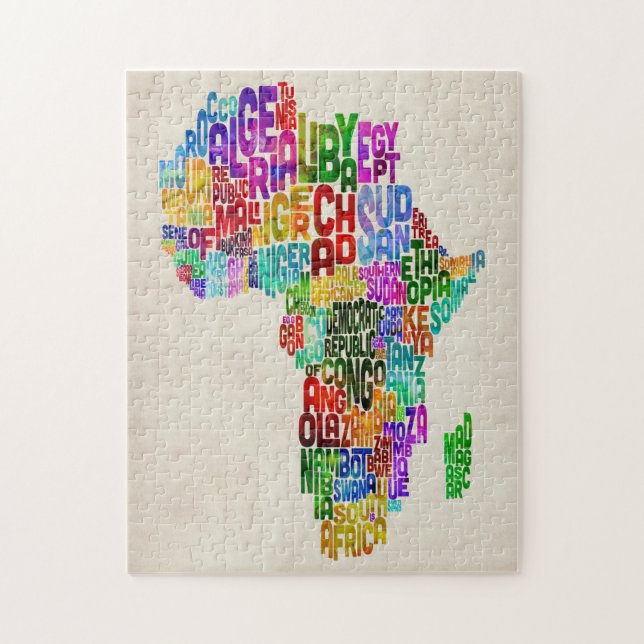 Typography Map of Africa Jigsaw Puzzle (Vertical)