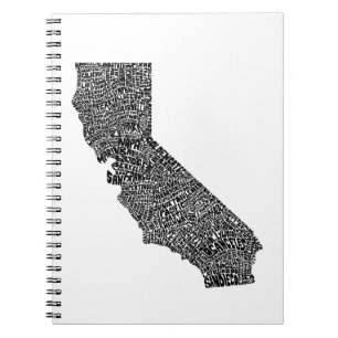 Typography map of California Spiral Notebook