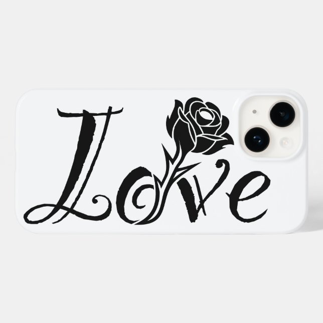 Typography Meets Nature: The Love Rose Case-Mate iPhone Case (Back (Horizontal))