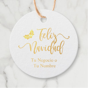 Typography Merry Christmas in Spanish Favour Tags