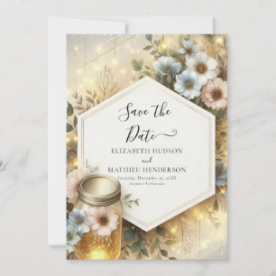 Typography Minimal Mason Jar Wedding Save The Date